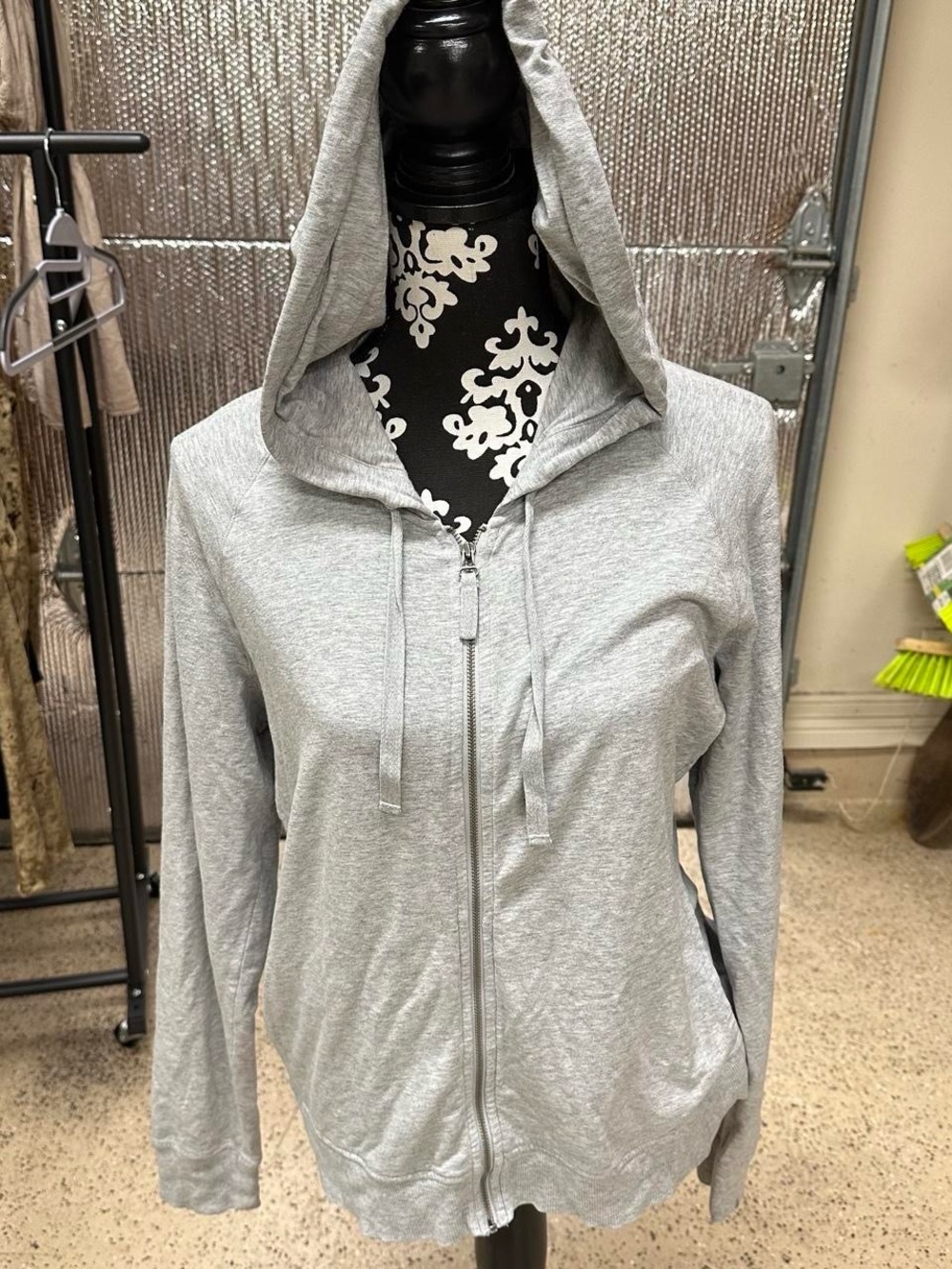Plain Grey simple zip up hoodie jacket. Size large.